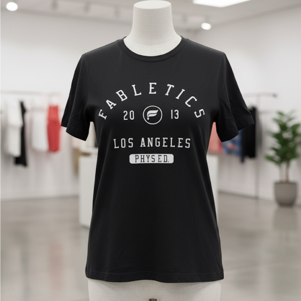 SOLD Fabletics Black Athletic Tee with White Print